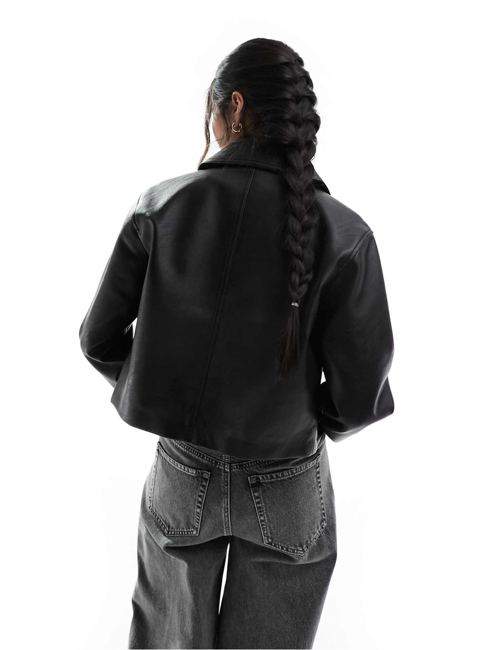 NWOT Abercrombie & Fitch Short Vegan Leather Utility Jacket - Picture 2 of 7